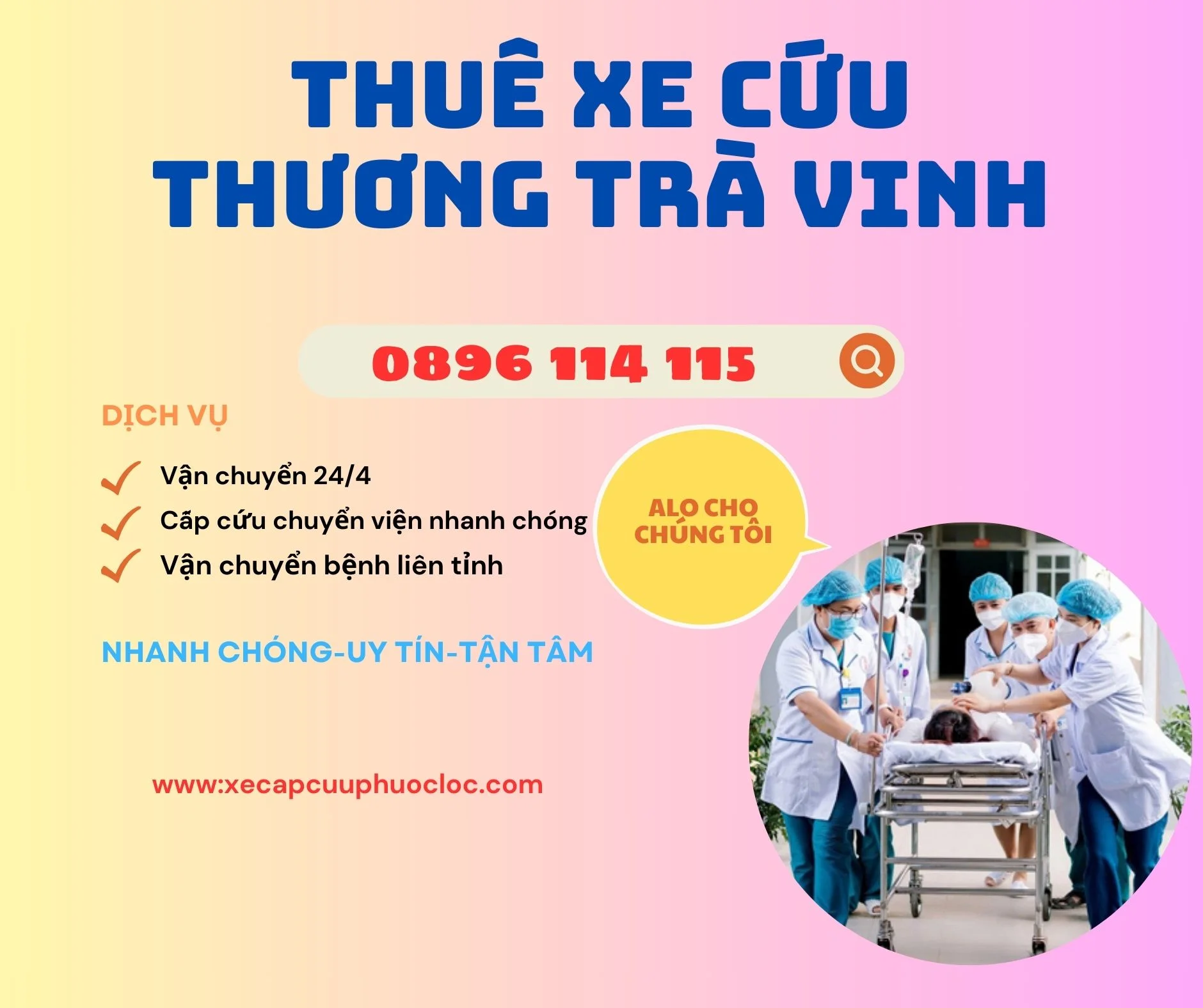 thuê xe cấp cứu Trà Vinh 24/7
