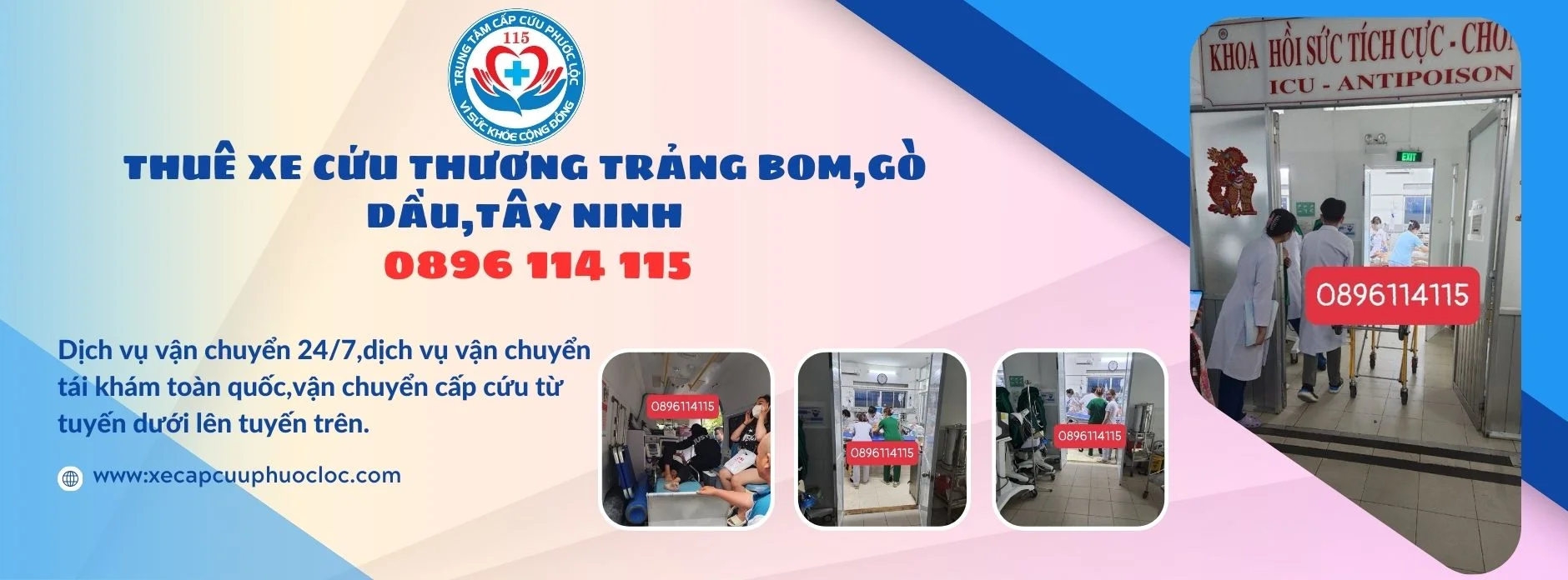 Gọi xe cấp cứu Trảng Bàng,Gò Dầu,Tây Ninh 0896 114 115 nhanh chóng